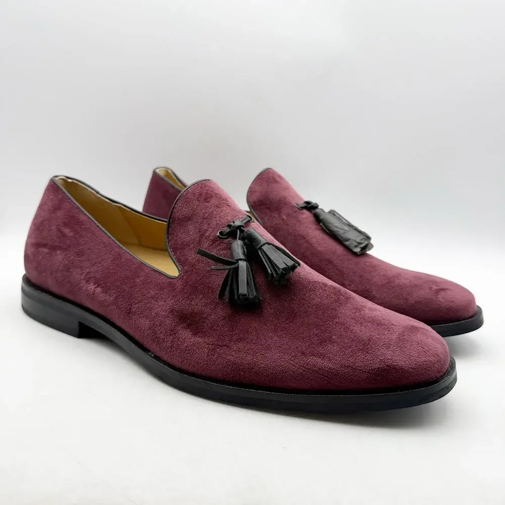 Sperry Mens Gold Exeter Tassel Loafers Size 10 Dark Red Burgundy Suede NWOB
